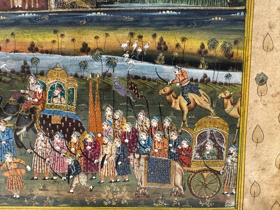 Just Added - Original Hand Painted Indian Painting 12.5 X 7.5 Framed 17.5 X 12.5 [Photo 6]