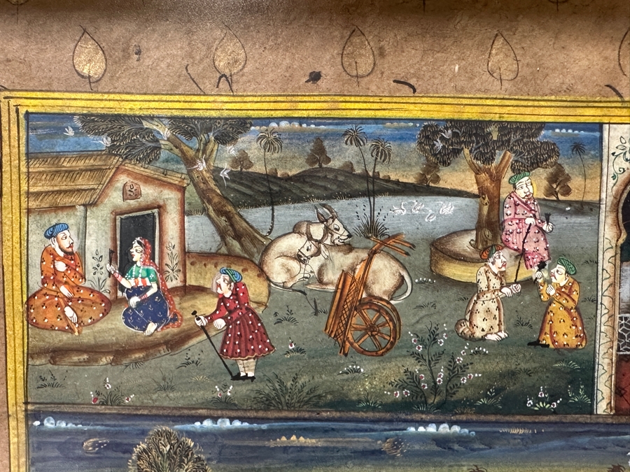 Just Added - Original Hand Painted Indian Painting 12.5 X 7.5 Framed 17.5 X 12.5 [Photo 9]
