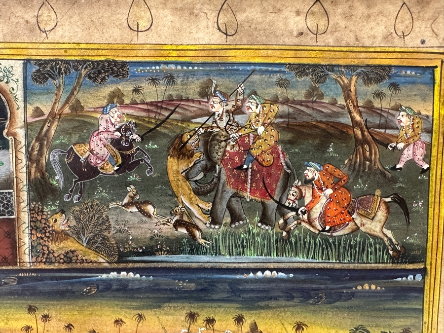 Just Added - Original Hand Painted Indian Painting 12.5 X 7.5 Framed 17.5 X 12.5 [Photo 7]