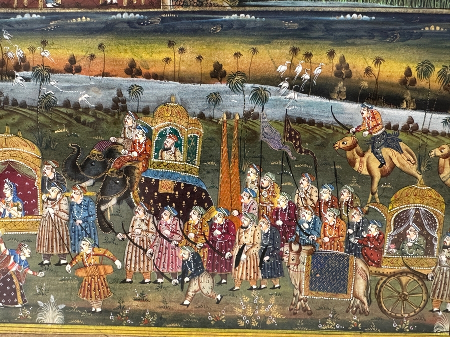 Just Added - Original Hand Painted Indian Painting 12.5 X 7.5 Framed 17.5 X 12.5 [Photo 5]