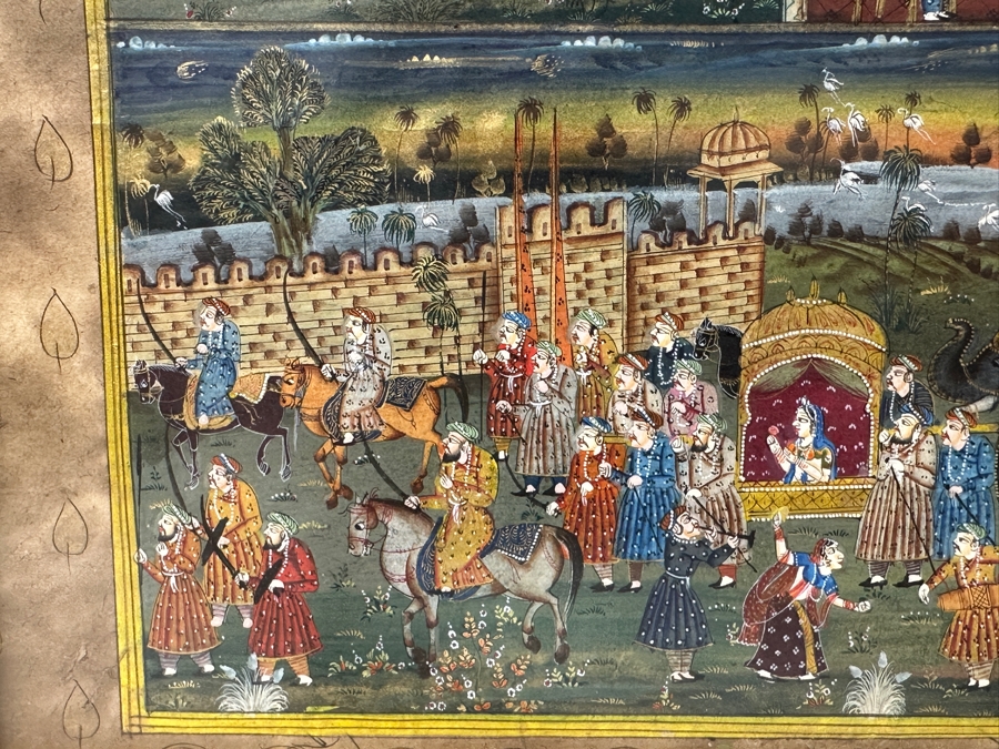 Just Added - Original Hand Painted Indian Painting 12.5 X 7.5 Framed 17.5 X 12.5 [Photo 3]