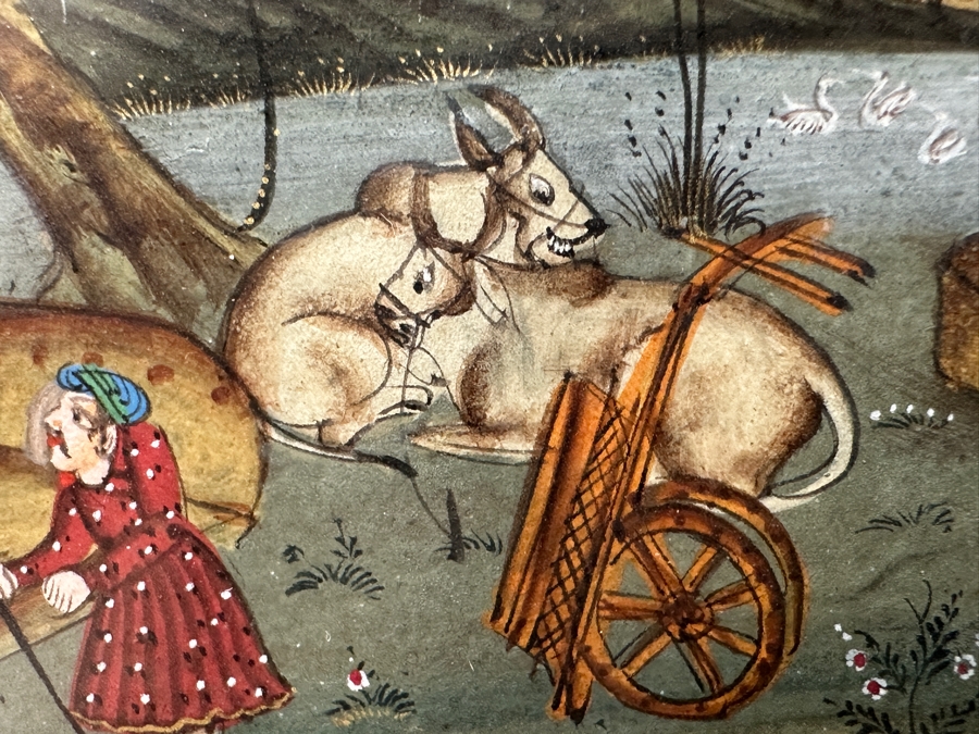 Just Added - Original Hand Painted Indian Painting 12.5 X 7.5 Framed 17.5 X 12.5 [Photo 10]