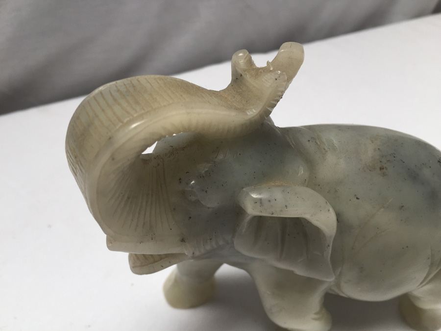 Chinese Hard Stone Elephant Carving - Note Minor Repair In Trunk [Photo 2]