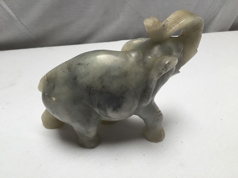 Chinese Hard Stone Elephant Carving - Note Minor Repair In Trunk [Photo 6]