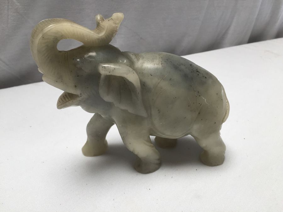 Chinese Hard Stone Elephant Carving - Note Minor Repair In Trunk [Photo 4]