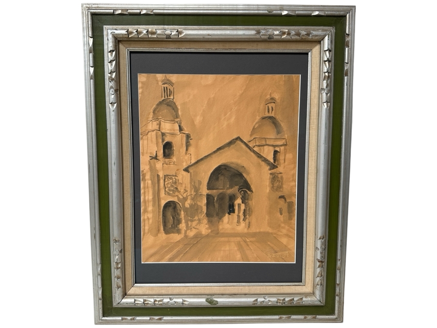 Just Added - Original Watercolor Painting On Paper Signed D. Stefano 16 X 19 Framed 26.5 X 32.5 [Photo 2]