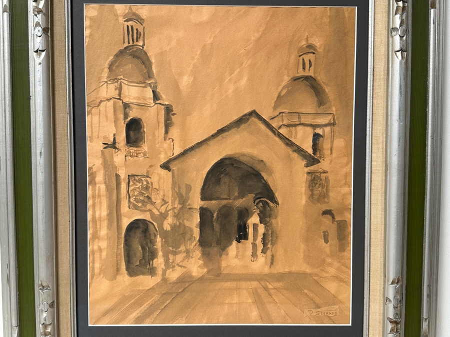 Just Added - Original Watercolor Painting On Paper Signed D. Stefano 16 X 19 Framed 26.5 X 32.5