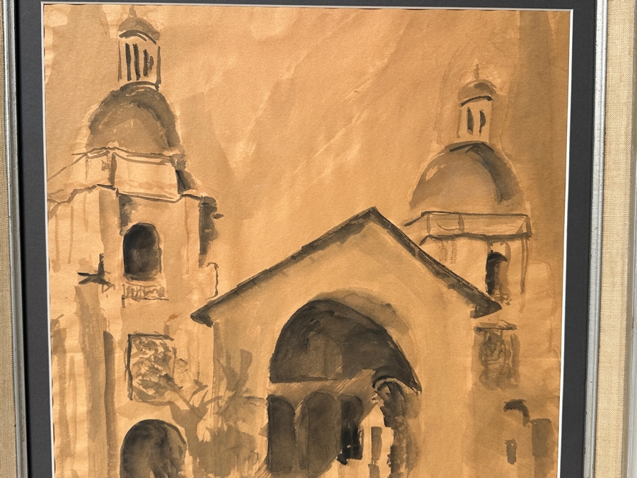 Just Added - Original Watercolor Painting On Paper Signed D. Stefano 16 X 19 Framed 26.5 X 32.5 [Photo 4]