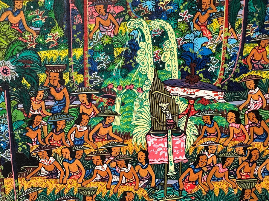 Just Added - Repun Penestanan Original Balinese Painting On Canvas 15 X 23 [Photo 4]