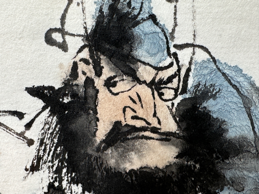 Just Added - Lu Yandong Original Zhong Kui Ink Watercolor Painting On Paper 6 X 6 Framed 14 X 14 [Photo 12]