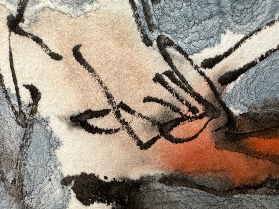 Just Added - Lu Yandong Original Zhong Kui Ink Watercolor Painting On Paper 6 X 6 Framed 14 X 14 [Photo 11]