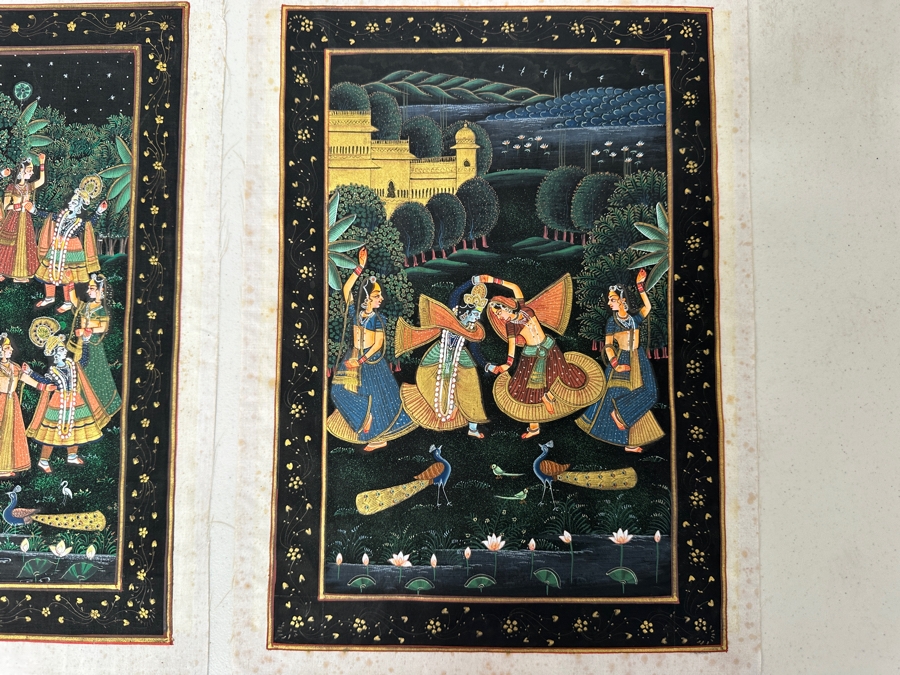 Just Added - Pair Of Original Hand Painted Indian Paintings 9 X 13 [Photo 7]