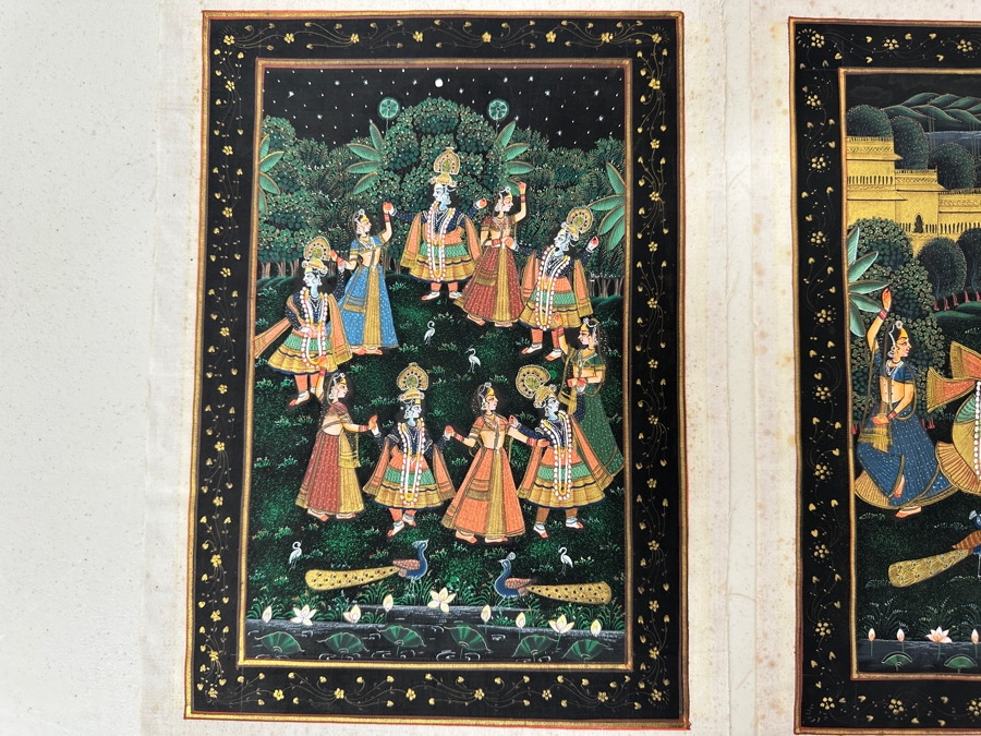 Just Added - Pair Of Original Hand Painted Indian Paintings 9 X 13 [Photo 2]