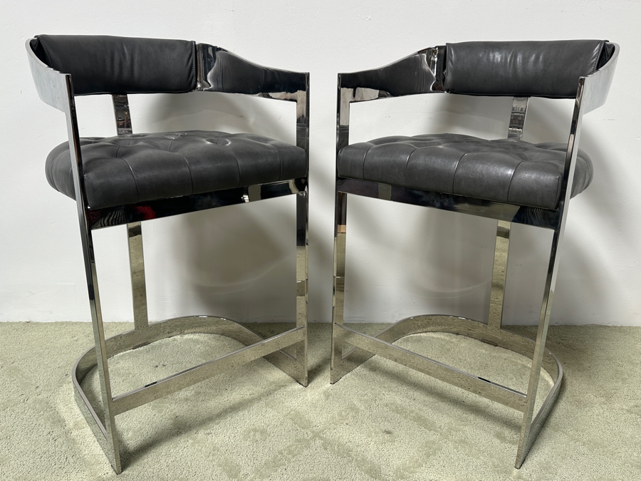 Pair Of Sunpan Beaumont Counter Chrome Stools Retails $3,000 [Photo 6]