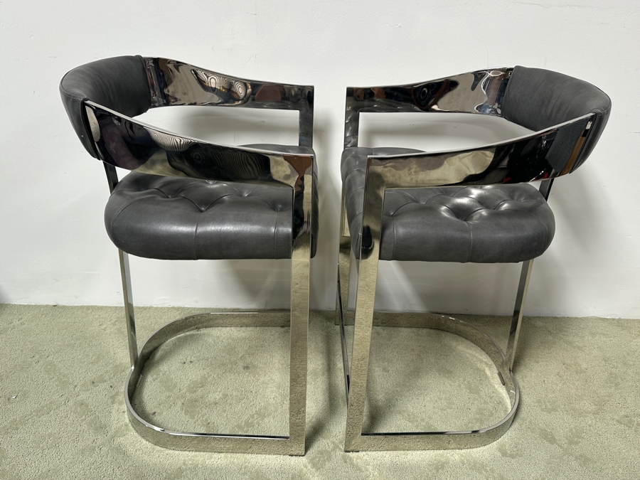 Pair Of Sunpan Beaumont Counter Chrome Stools Retails $3,000 [Photo 9]