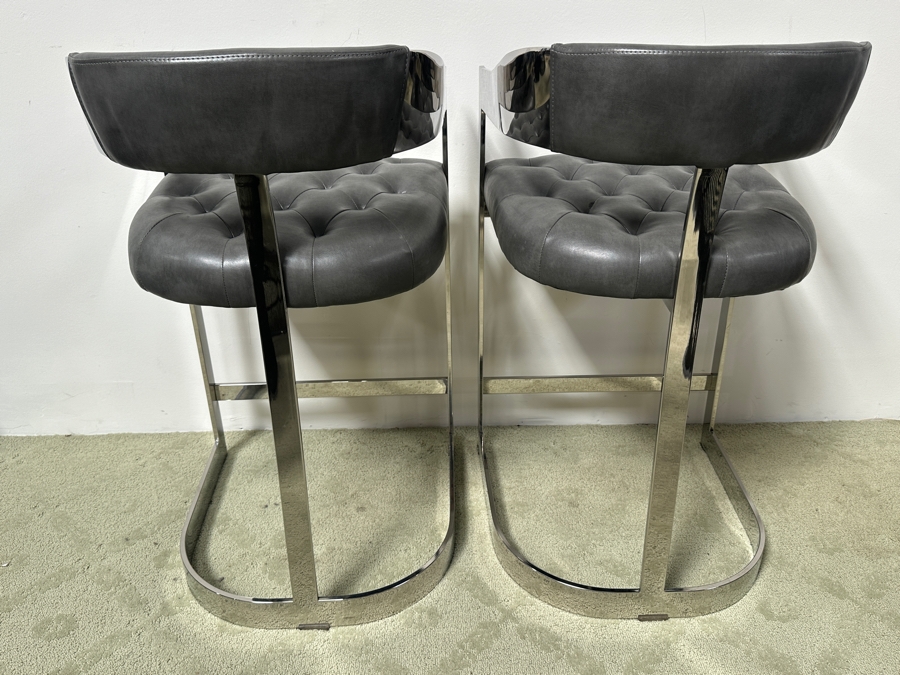 Pair Of Sunpan Beaumont Counter Chrome Stools Retails $3,000 [Photo 10]