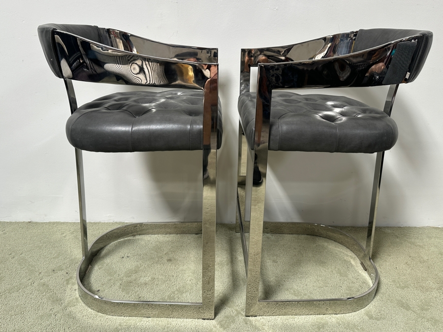 Pair Of Sunpan Beaumont Counter Chrome Stools Retails $3,000 [Photo 8]