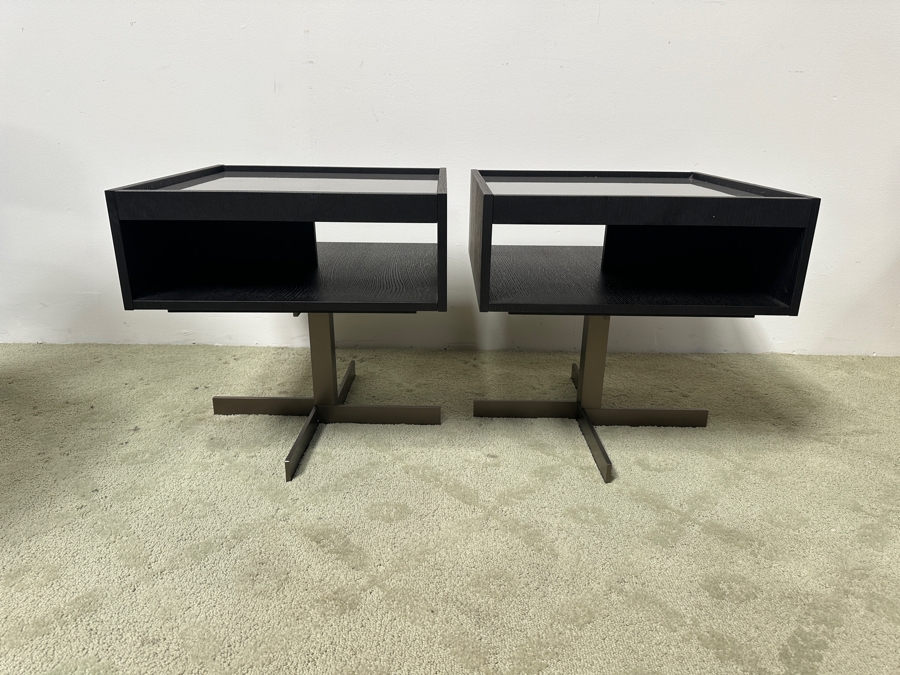 Pair Of Minotti Close 'Nightstand' Night Stands Designed By Rodolfo Dordoni Made In Italy 19W X 19D X 19H Retails $10,150 [Photo 3]