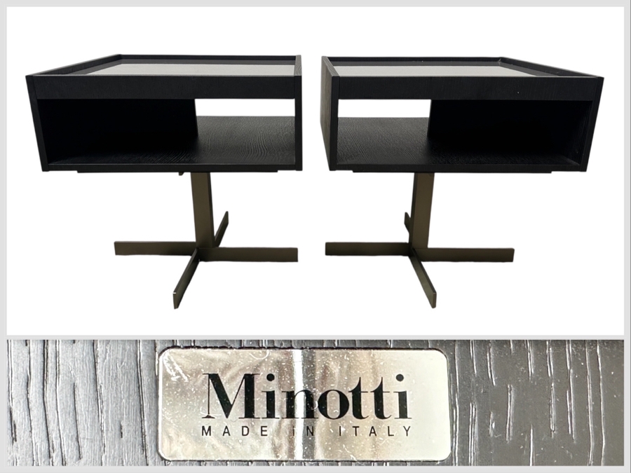 Pair Of Minotti Close 'Nightstand' Night Stands Designed By Rodolfo Dordoni Made In Italy 19W X 19D X 19H Retails $10,150
