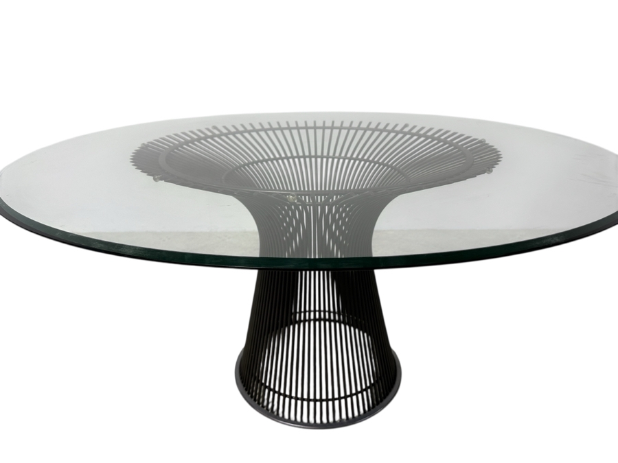 Warren Platner 53.75' Glass Top Dining Table For Knoll In Metallic Bronze Finish (Chairs Not Included) Retails $6,000
