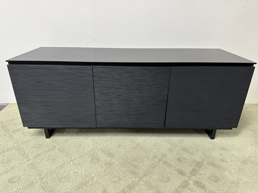 Black Entertainment Credenza AV Cabinet By Salamander Design 64W X 21D X 25.5H Retails $5,000 [Photo 4]