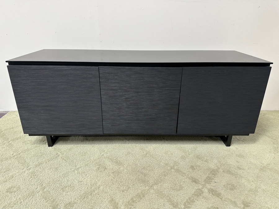 Black Entertainment Credenza AV Cabinet By Salamander Design 64W X 21D X 25.5H Retails $5,000 [Photo 5]