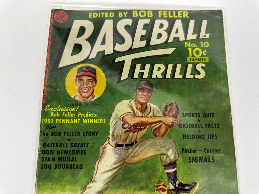 1951 Baseball Thrills Edited By Bob Feller 10 Cent Comic Book No. 10 Bagged [Photo 4]