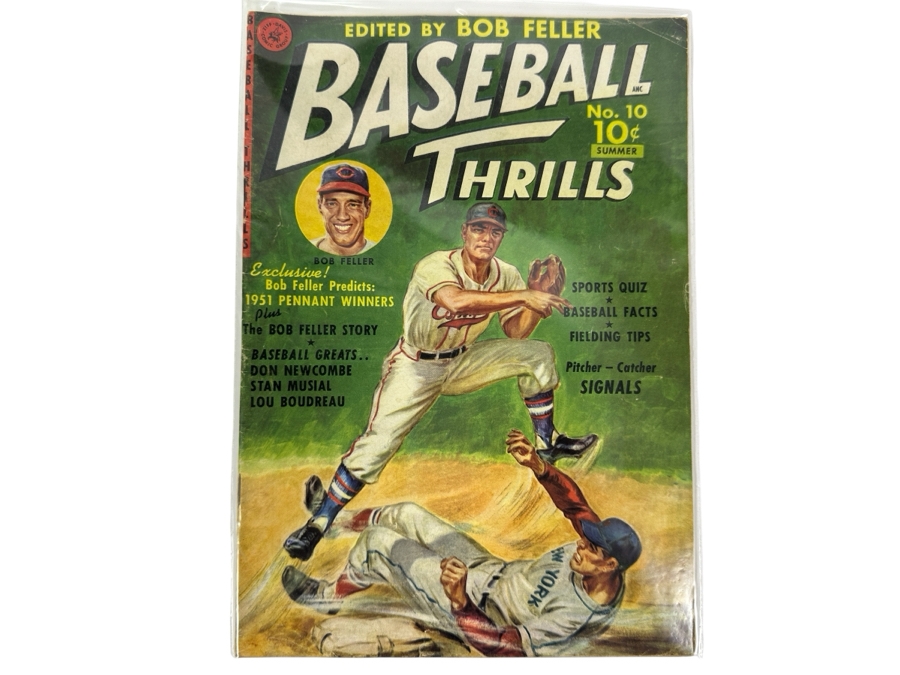 1951 Baseball Thrills Edited By Bob Feller 10 Cent Comic Book No. 10 Bagged [Photo 3]