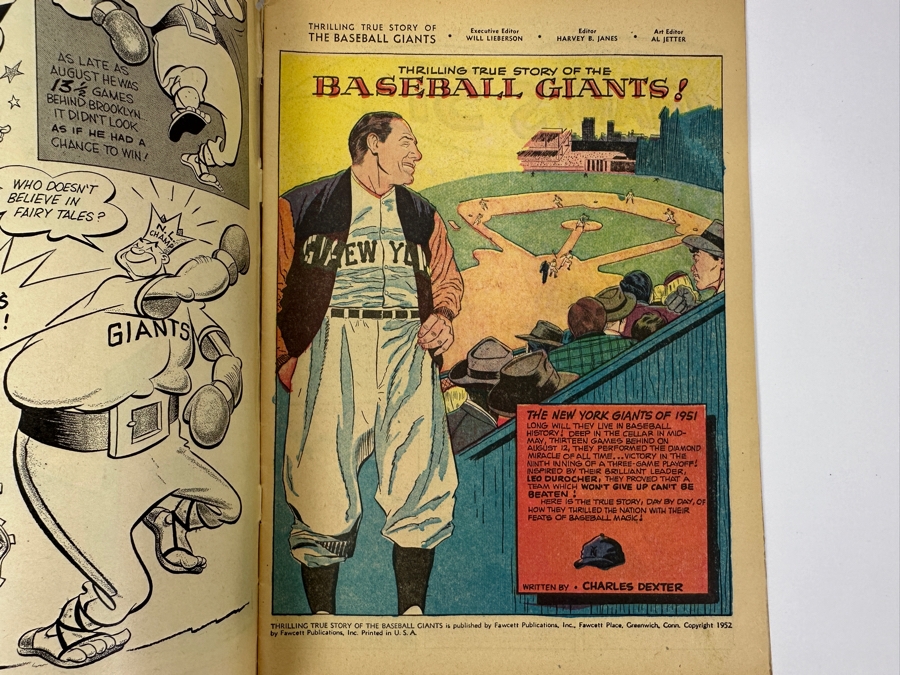 Just Added - Thrilling True Story Of The Baseball Giants Comic Book Vintage 1952 10 Cent Comic Book [Photo 8]