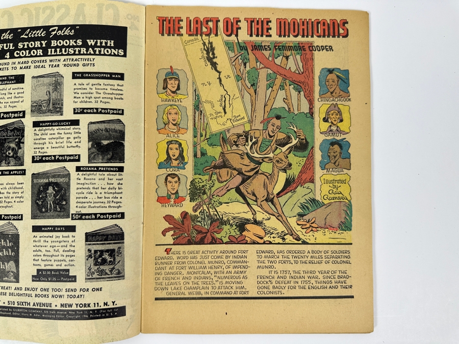 Just Added - Classic Comics #4 The Last Of The Mohicans Gilberton Company Vintage 1946 10 Cent Comic Book [Photo 7]