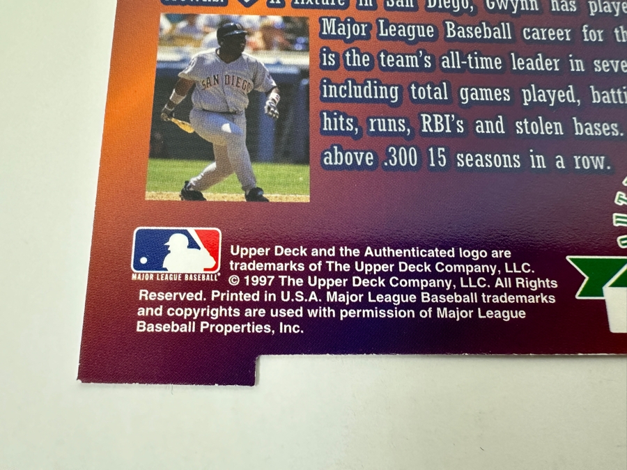 Just Added - Limited Edition Die Cut Tony Gwynn 8-Time Batting Champion Upper Deck Baseball Card Numbered 342 Of 2,500 [Photo 4]