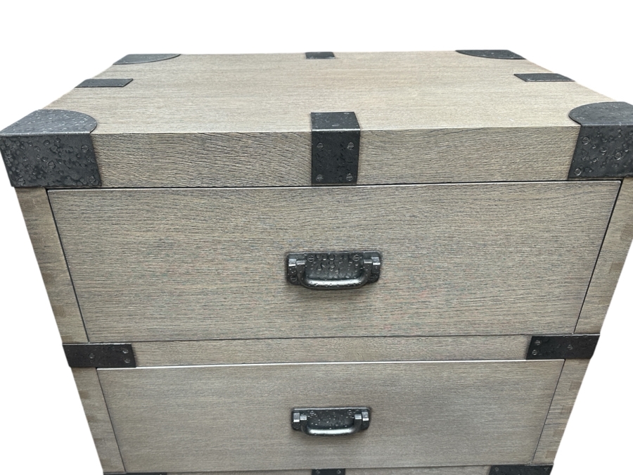 Just Added - Pair Of Restoration Hardware Heirloom Silver Chest 2-Drawer Side Tables 32W X 23D X 28.5H [Photo 2]