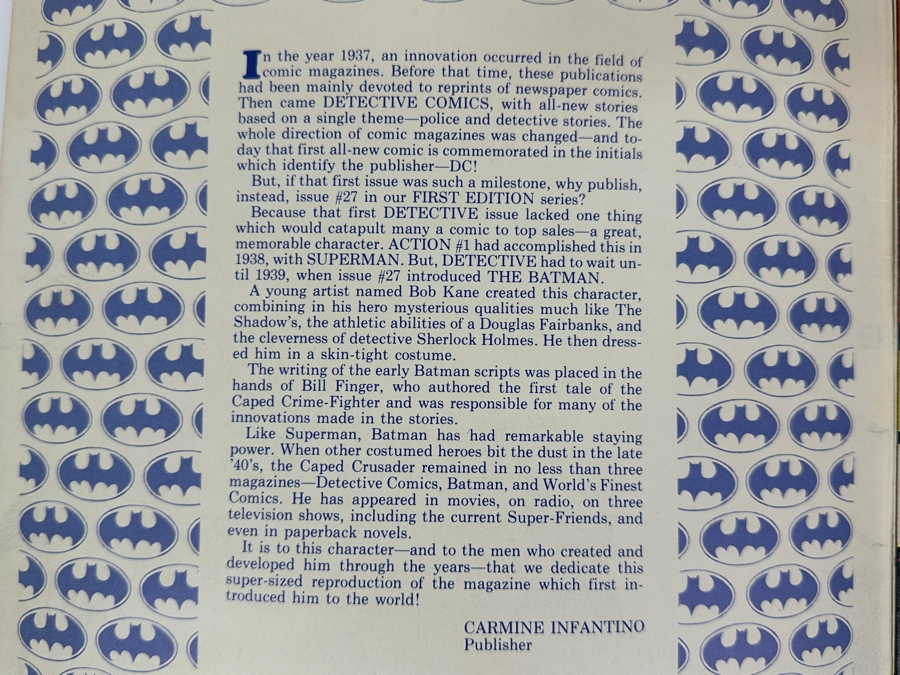 Just Added - Vintage 1974 DC Comics Limited Collectors' Silver Mint Series Reprint Of Detective Comics No. 27 Batman [Photo 6]