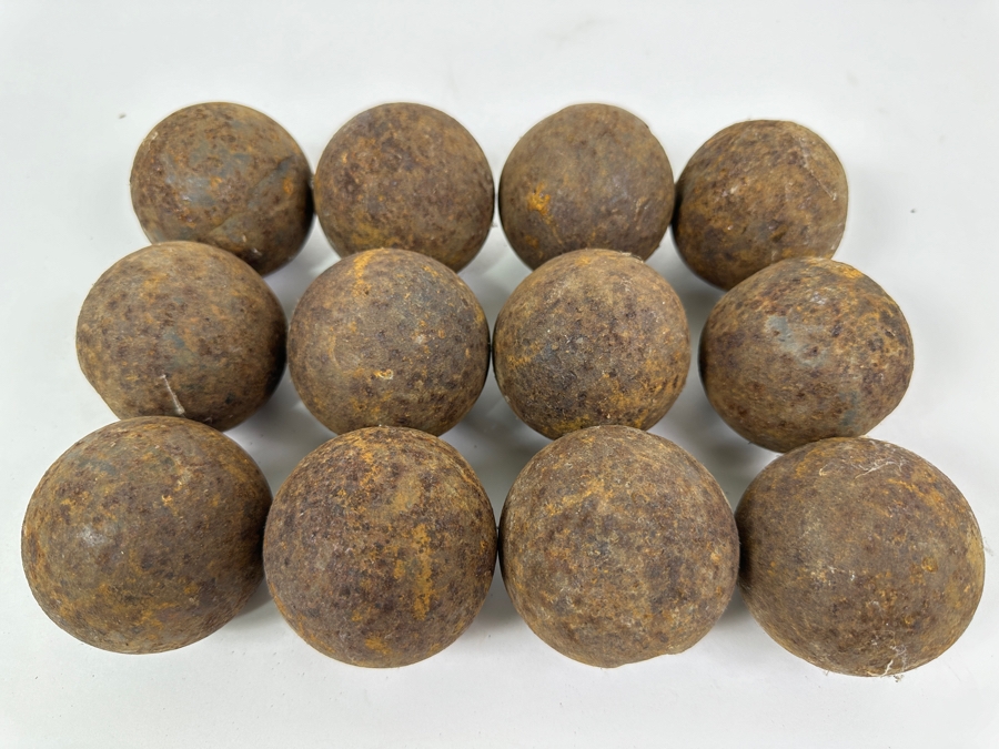Just Added - (12) Historical Civil War Cannon Balls 2.5'W Weighs 34.6lbs