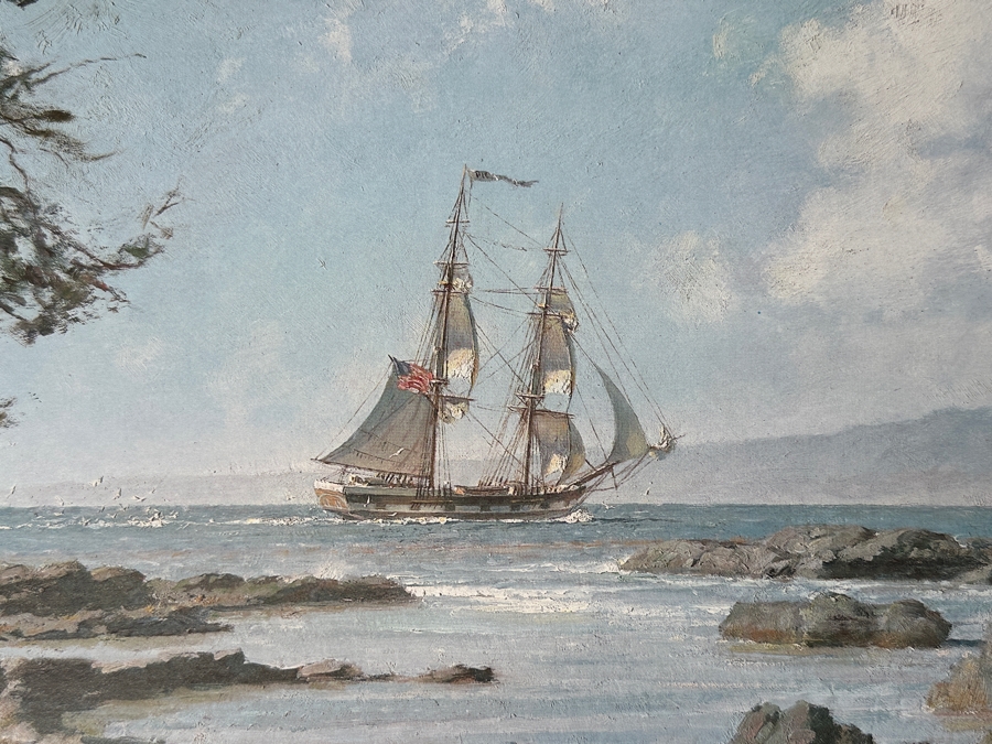 Just Added - John Stobart Artist Hand Signed Limited Edition Print Titled 'The Brig Pilgrim Entering Monterey Bay In 1835' Numbered 662 Of 750 Published By Maritime Heritage Prints 1987 22.5 X 17 [Photo 3]