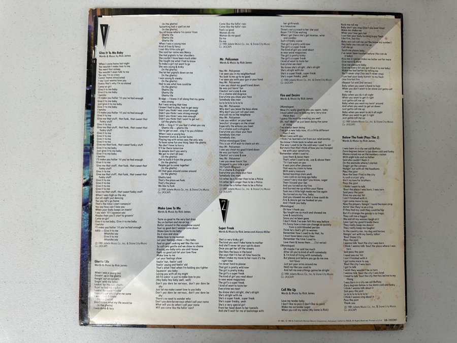 Just Added - Vintage Rick James - Street songs Vinyl Record Featuring Super Freak [Photo 5]