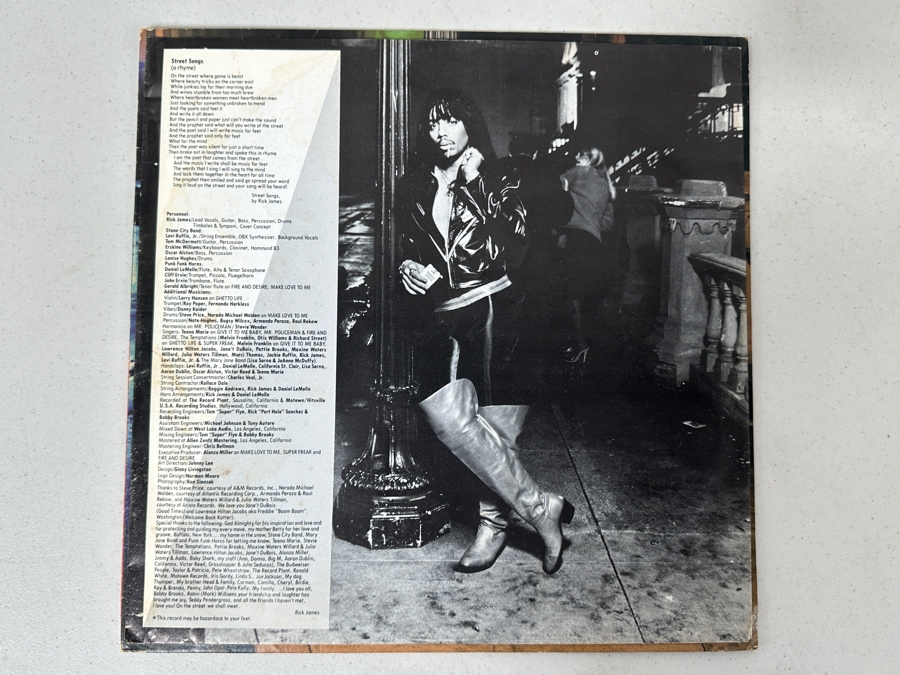 Just Added - Vintage Rick James - Street songs Vinyl Record Featuring Super Freak [Photo 3]