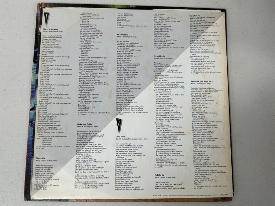 Just Added - Vintage Rick James - Street songs Vinyl Record Featuring Super Freak [Photo 4]