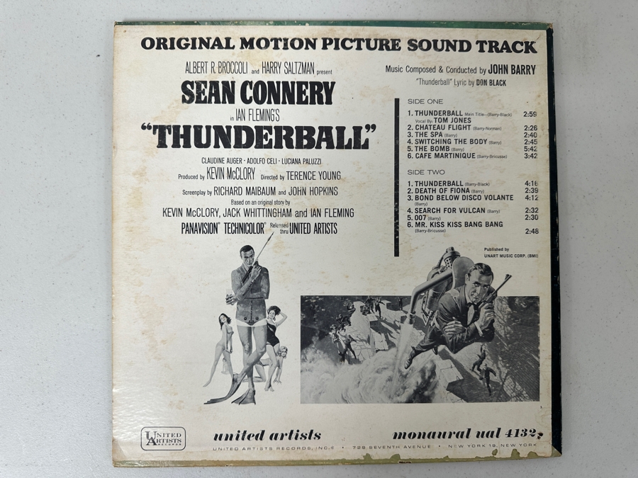 Just Added - Vintage 007 James Bond Thunderball Original Motion Picture Sound Track Vinyl Record [Photo 2]