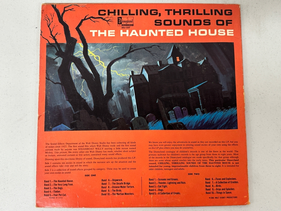 Just Added - Vintage Disneyland Vinyl Record Chilling, Thrilling Sounds Of The Haunted House DQ-1257 [Photo 3]