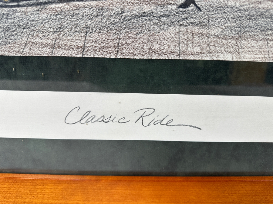 Just Added - Original Artist Signed Harley-Davidson Colored Pencil Drawing Titled 'Classic Ride' And Dated March 22, 2003 Signed Lower Left 24 X 18 Framed 33 X 27 [Photo 8]