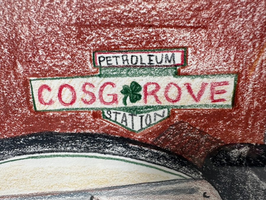 Just Added - Original Artist Signed Harley-Davidson Colored Pencil Drawing Titled 'Classic Ride' And Dated March 22, 2003 Signed Lower Left 24 X 18 Framed 33 X 27 [Photo 6]