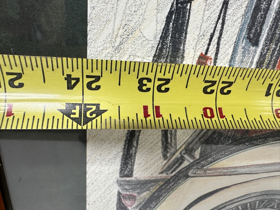 Just Added - Original Artist Signed Harley-Davidson Colored Pencil Drawing Titled 'Classic Ride' And Dated March 22, 2003 Signed Lower Left 24 X 18 Framed 33 X 27 [Photo 10]