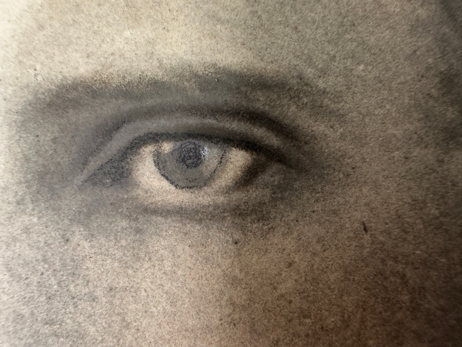 Just Added - Original World War I (WW1) Portrait Drawing Of A Military Soldier With Convex Glass Gilt Metal Frame Crowned By An American Eagle With Shield And Ribbon Motif 14W X 22H [Photo 4]