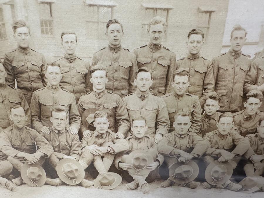 Just Added - Original World War I (WW1) Panoramic Portrait Of The United States Army Company D, 302nd Engineers 58' X 9' With Honorable Discharge Papers for Private First Class George Freeman And Photocopied Pictures of Various Bridges The Unit Built [Photo 5]