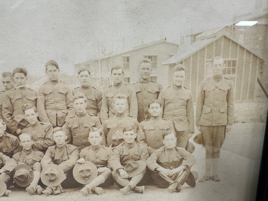 Just Added - Original World War I (WW1) Panoramic Portrait Of The United States Army Company D, 302nd Engineers 58' X 9' With Honorable Discharge Papers for Private First Class George Freeman And Photocopied Pictures of Various Bridges The Unit Built [Photo 21]