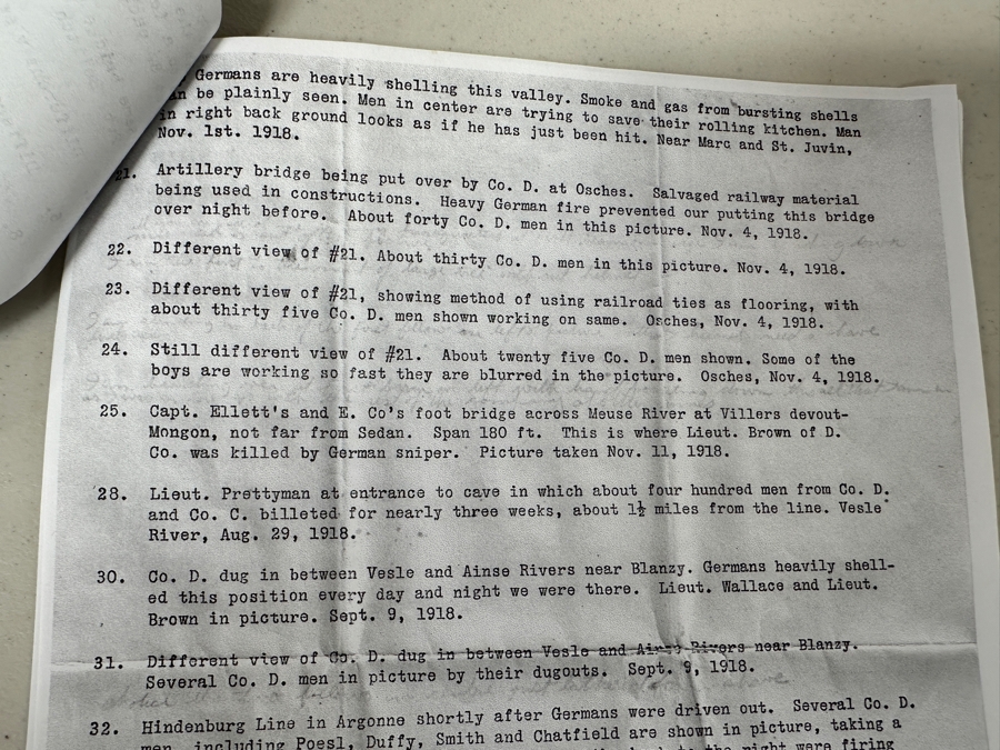 Just Added - Original World War I (WW1) Panoramic Portrait Of The United States Army Company D, 302nd Engineers 58' X 9' With Honorable Discharge Papers for Private First Class George Freeman And Photocopied Pictures of Various Bridges The Unit Built [Photo 47]