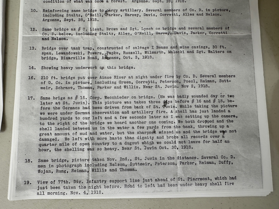 Just Added - Original World War I (WW1) Panoramic Portrait Of The United States Army Company D, 302nd Engineers 58' X 9' With Honorable Discharge Papers for Private First Class George Freeman And Photocopied Pictures of Various Bridges The Unit Built [Photo 29]