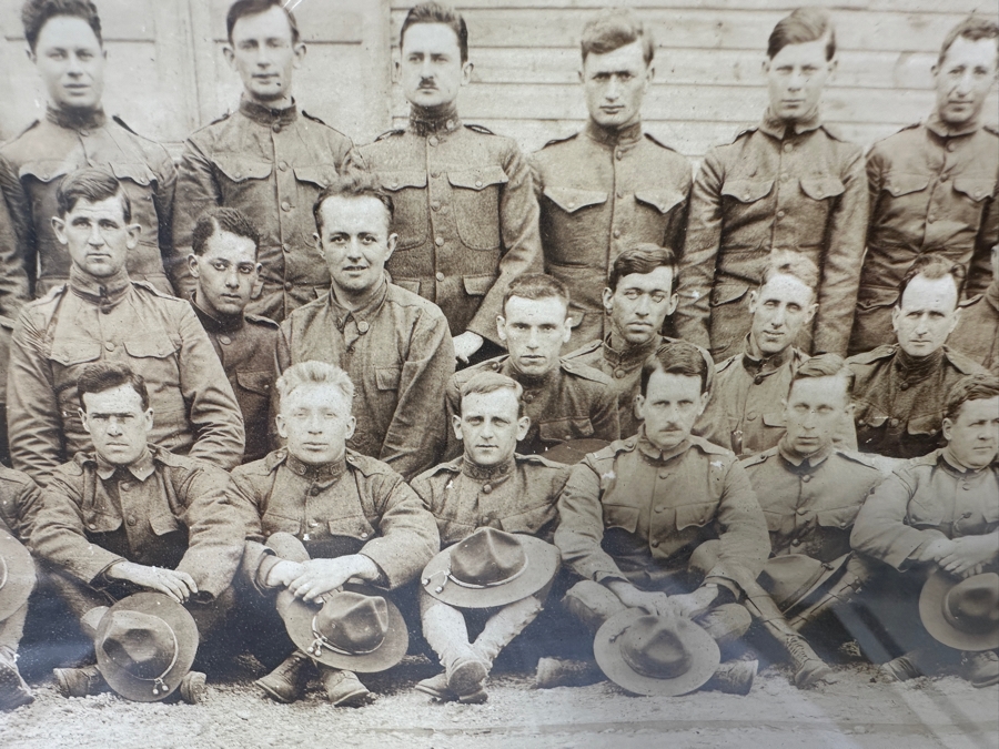 Just Added - Original World War I (WW1) Panoramic Portrait Of The United States Army Company D, 302nd Engineers 58' X 9' With Honorable Discharge Papers for Private First Class George Freeman And Photocopied Pictures of Various Bridges The Unit Built [Photo 10]