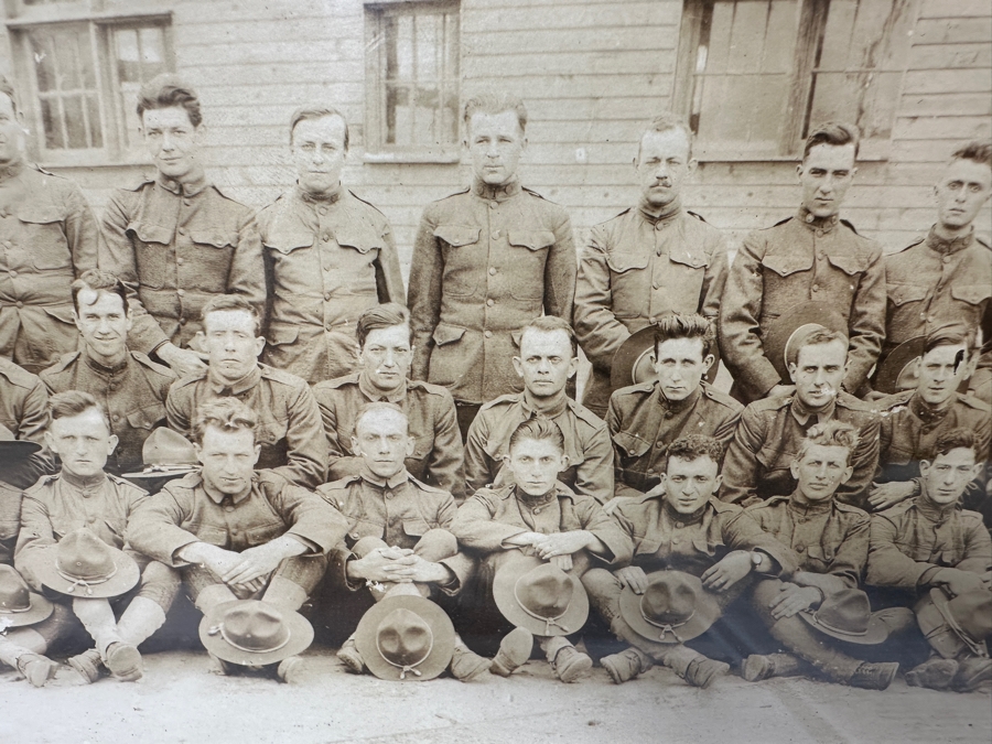 Just Added - Original World War I (WW1) Panoramic Portrait Of The United States Army Company D, 302nd Engineers 58' X 9' With Honorable Discharge Papers for Private First Class George Freeman And Photocopied Pictures of Various Bridges The Unit Built [Photo 7]